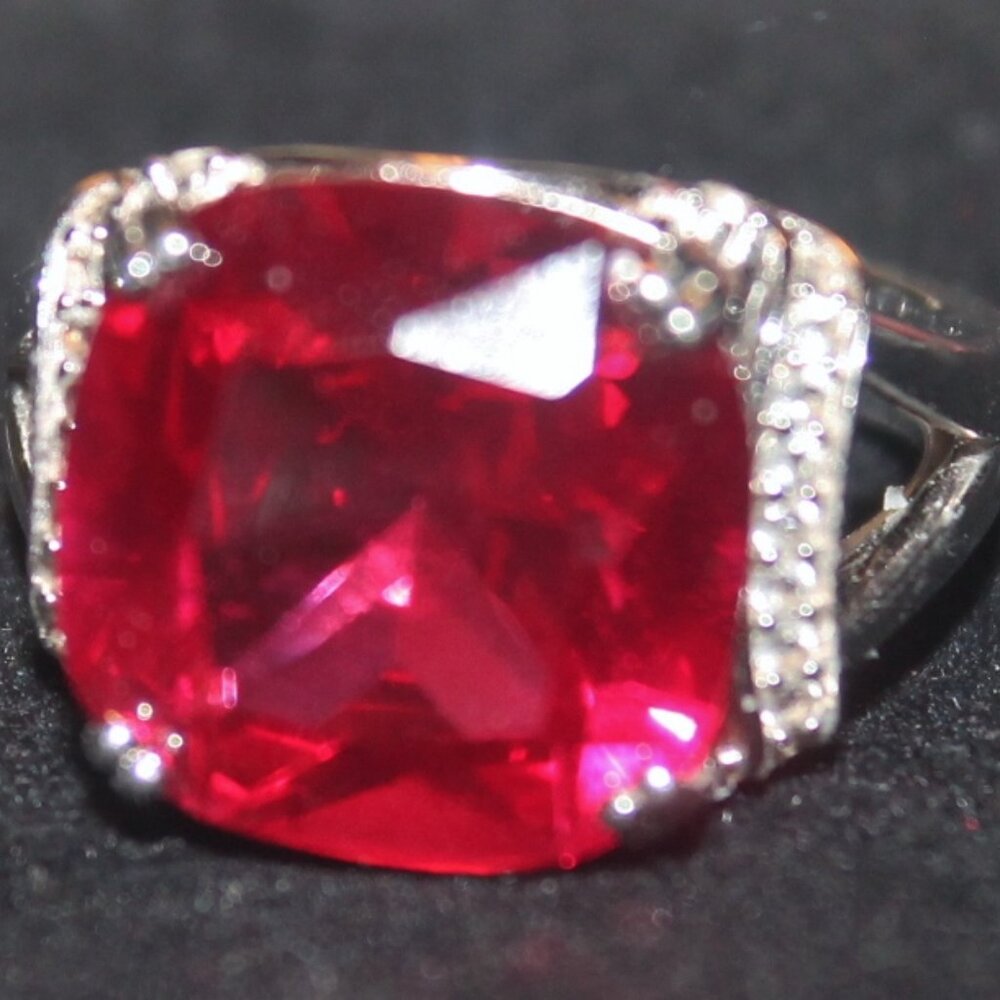 925 Sterling Huge Ruby Double Shank Designer Stat… - image 2